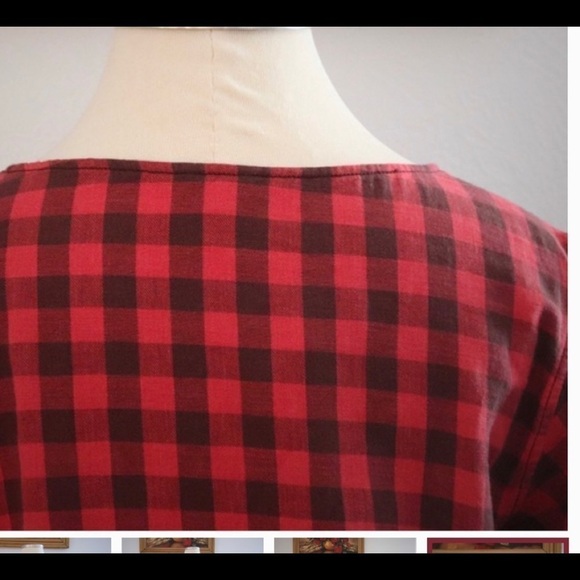 GAP (NWOT) Buffalo plaid, drawstring waist dress, with 2 front pockets, size M - Picture 9 of 12